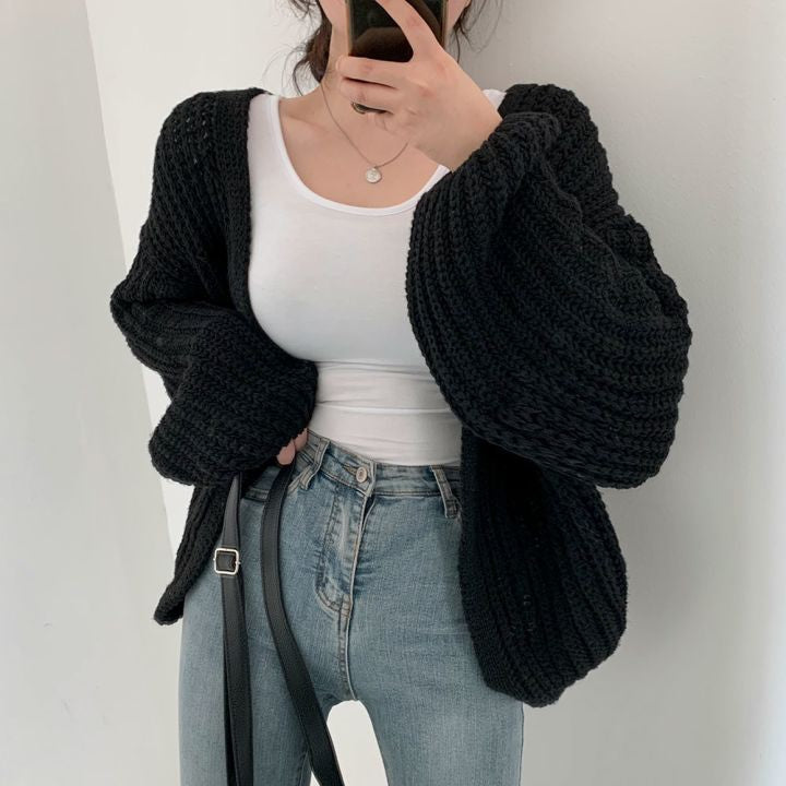 Street Wave Chunky Knit Cardigan for Women, Effortless Chic Cozy Layering for Everyday