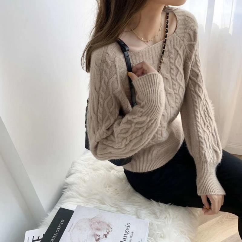 Street Wave Square Neck Knit Sweater For Women Premium Warmth Flattering Silhouette Cozy Luxe