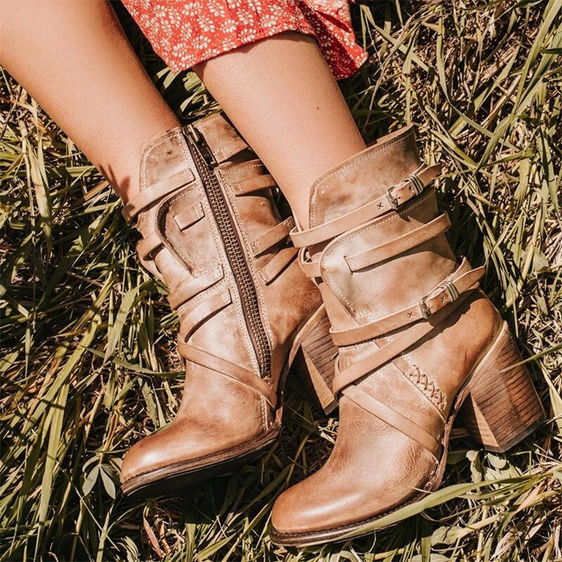Street-wave Women Leather Boots Timeless Style Durable All-Season Design For Urban Fashionistas