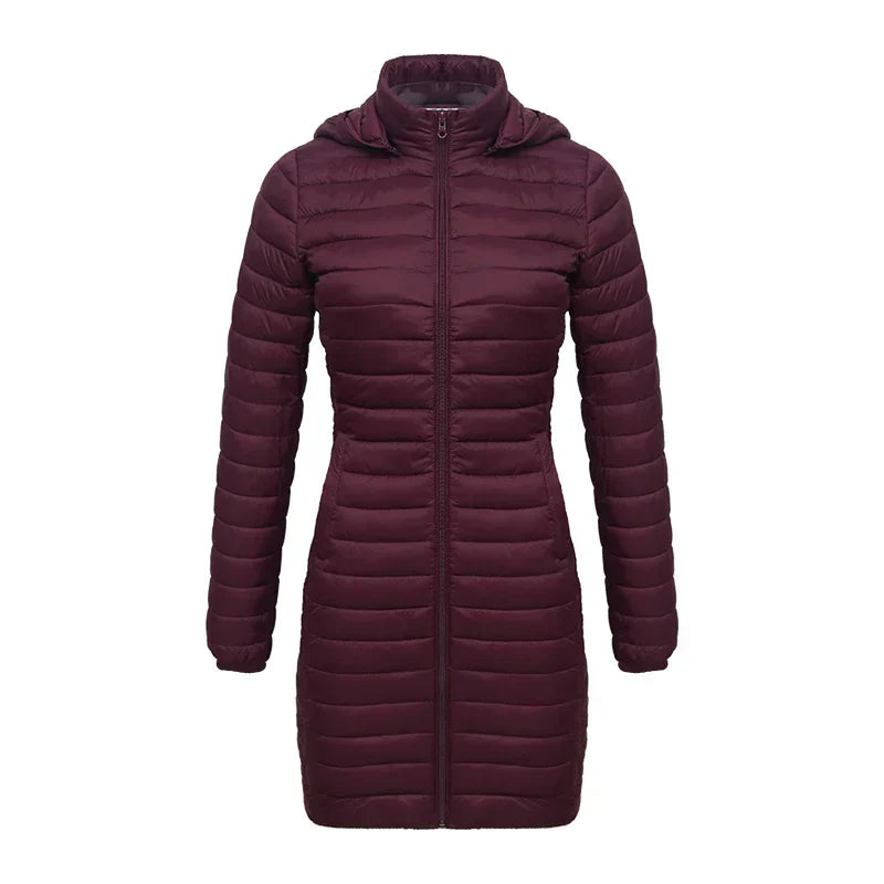 Street-wave Womens Slim Fit Cotton Winter Jacket With Removable Hood And Zipper Closure
