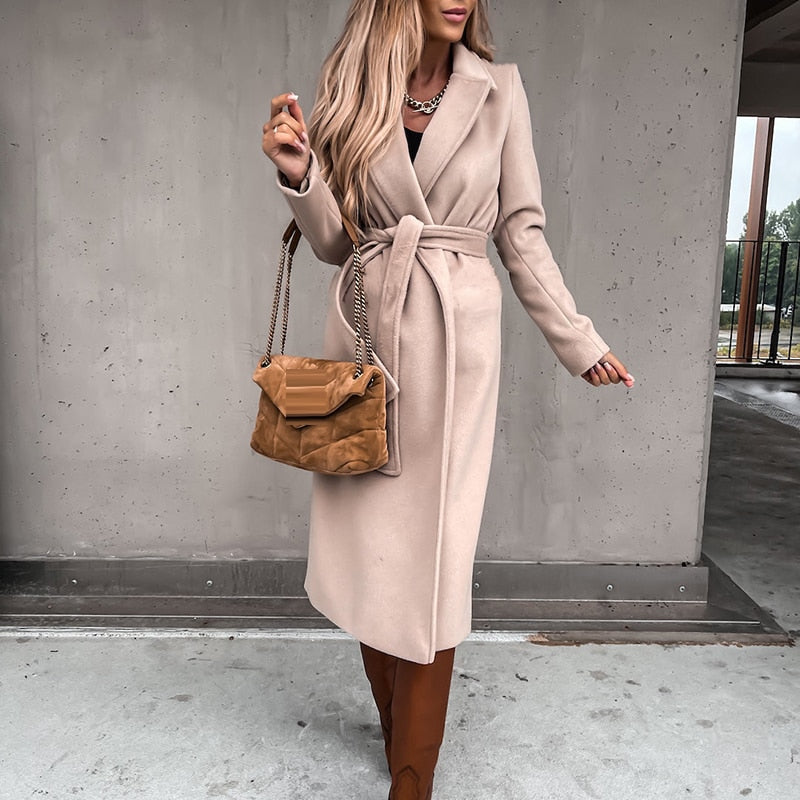 Street-wave Winter Coat With Tie Belt Belted Silhouette For Women Warmth And Style
