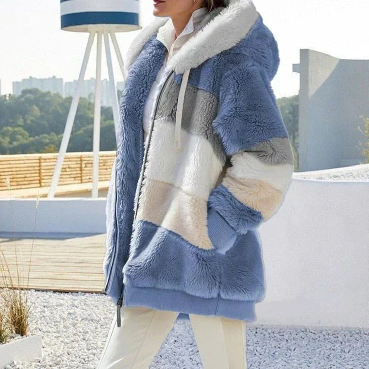 Street-wave Womens Fur Coat Warmth And Luxury With Plush Lining For Winter Elegance
