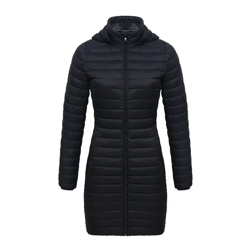 Street-wave Womens Slim Fit Cotton Winter Jacket With Removable Hood And Zipper Closure