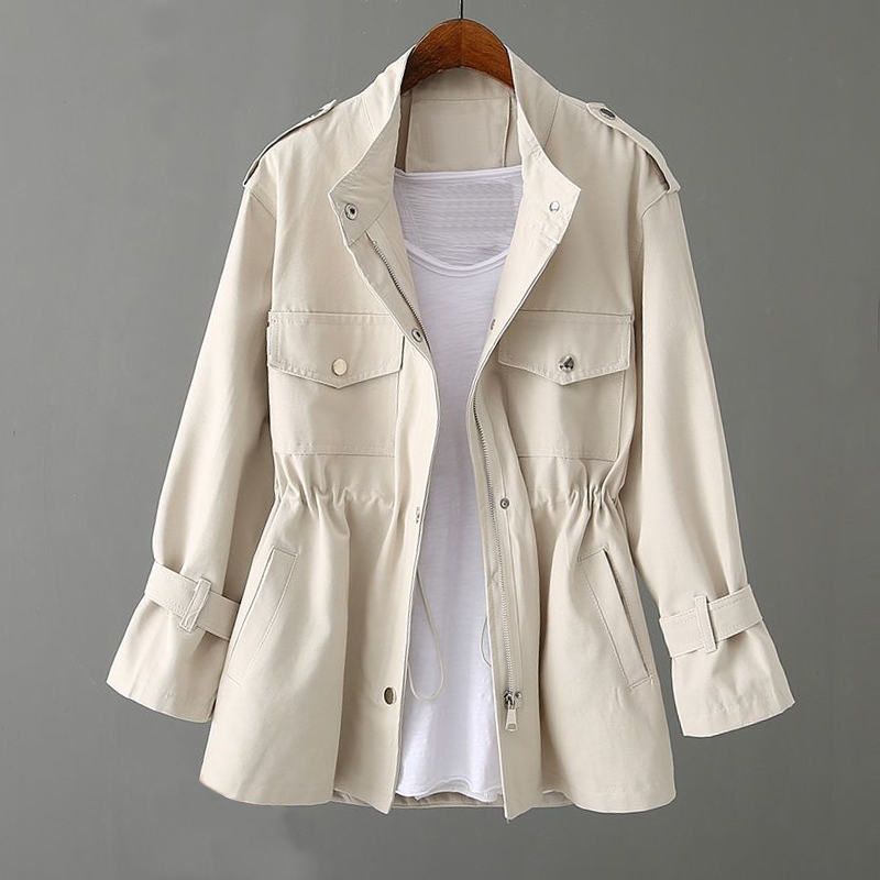 Street-wave Women's Solid Color Drawstring Jacket With Pockets Cozy Durable All-Season Everyday Wear