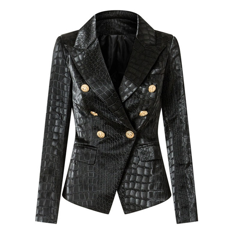 Street Wave Crocodile Embossed Leather Jacket With Premium Faux Fur Lining For Outdoor Enthusiasts