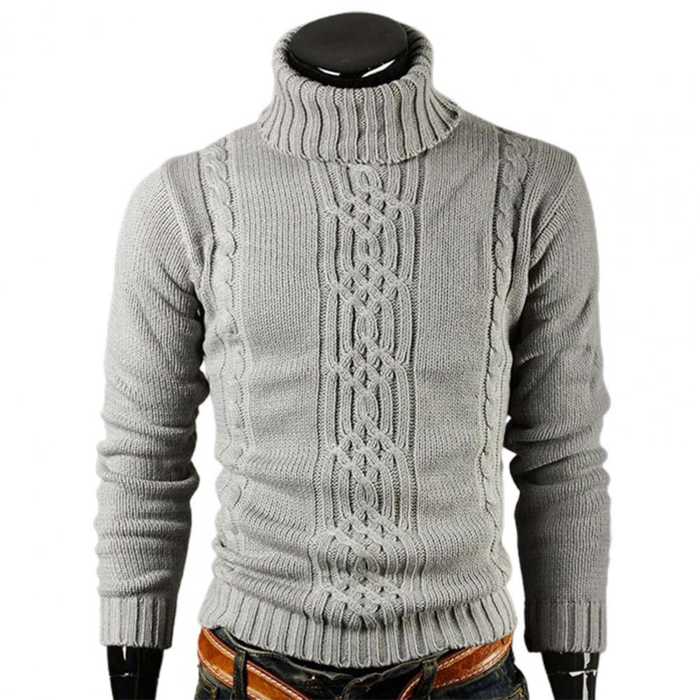 Street-Wave Cable Knit Turtleneck Sweater For Men Cozy Warmth