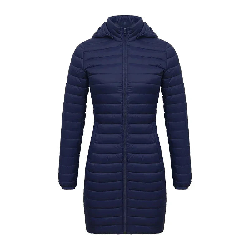Street-wave Womens Slim Fit Cotton Winter Jacket With Removable Hood And Zipper Closure