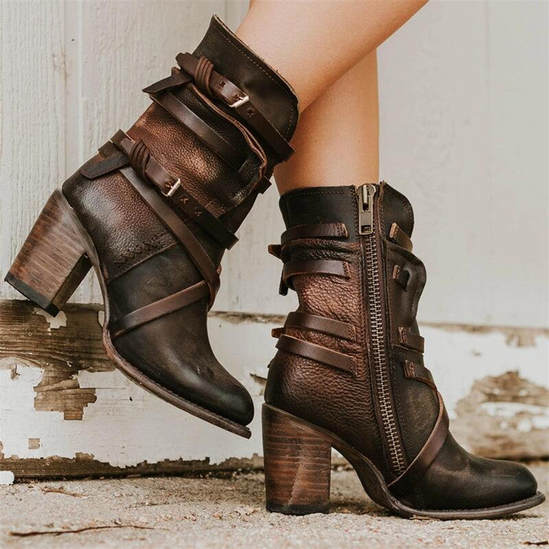 Streetwave Winter Leather Boots for Women Warmth And Style With Secure Back Zipper And Cushioned Insole