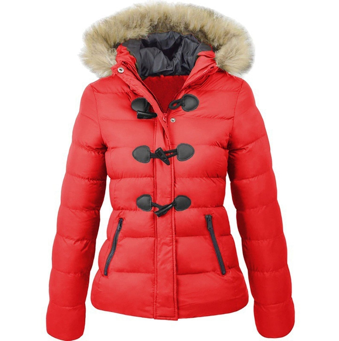 Street-Wave Womens Puffer Winter Jacket With Faux Fur Hood For Cold Weather Warmth And Comfort