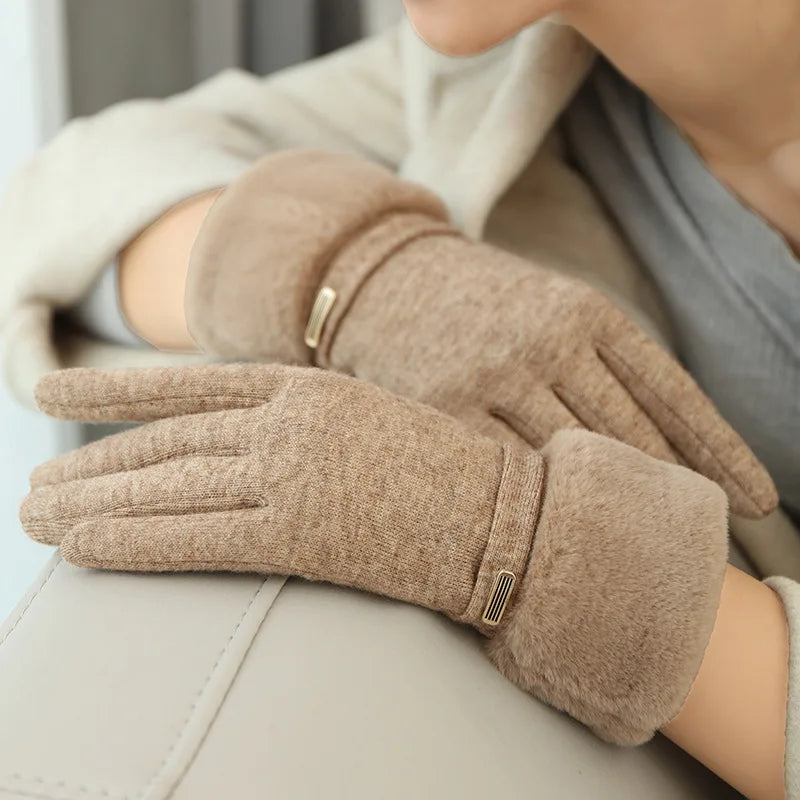 Harper Fitted Gloves | Fur Trim Strap Detail Gloves