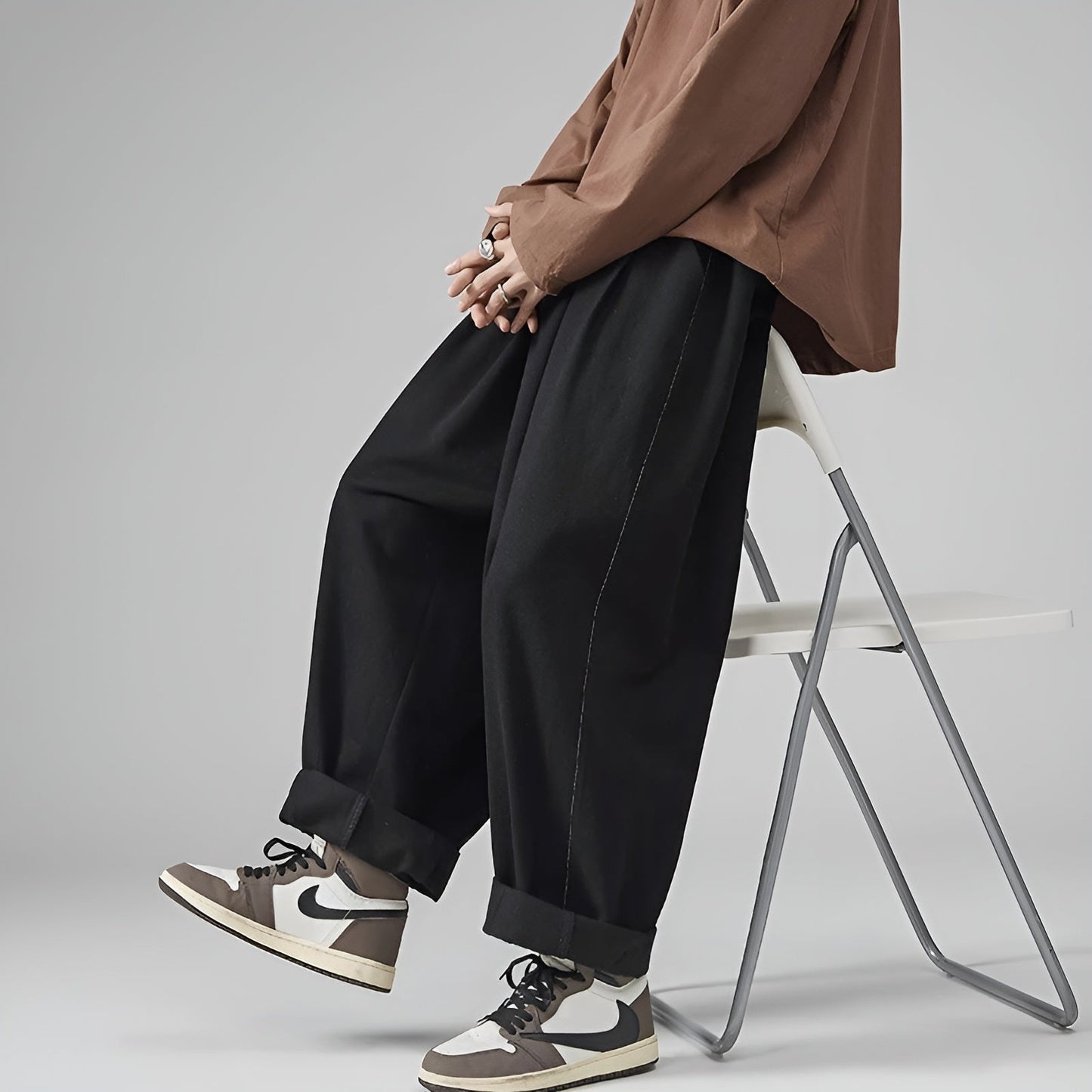 Street-Wave Chinos Sarouel Pants - Oversized Pleated Cargo Style for All Day Comfort and Movement