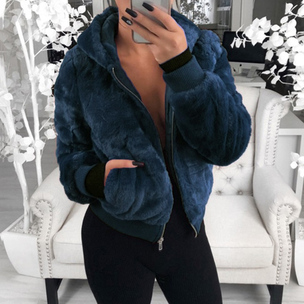 Street Wave Plush Zip Hoodie Cardigan For Women Cozy Soft Comfort With Effortless Style