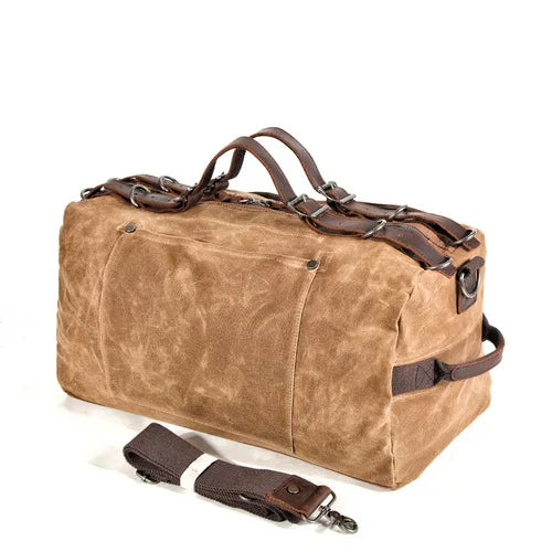 Street-Wave TrekCanvas Waxed Bag - Waterproof Waxed Canvas With Durable Leather Straps