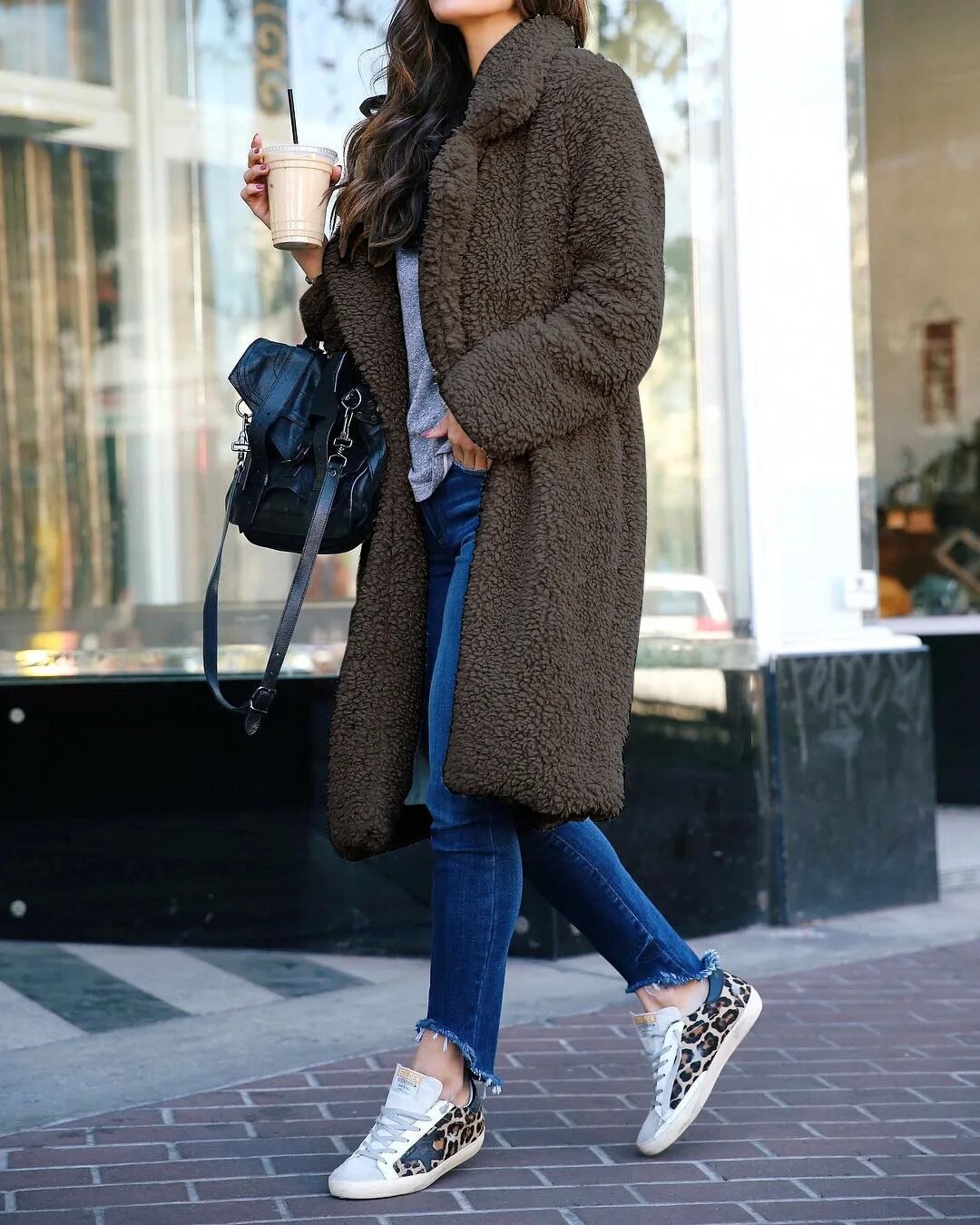 Street-wave Long Fleece Jacket For Women Warm Cozy Winter Coat Chic Urban Style Casual Everyday Wear