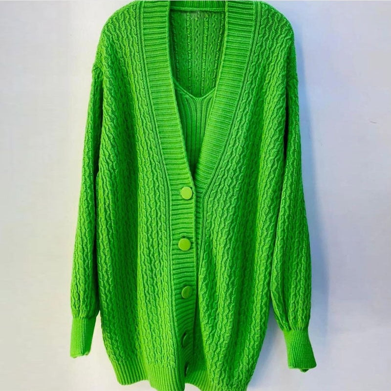 Street-Wave Cozy Oversized Cable Knit Cardigan With Button Front For Women Soft Warm Chic