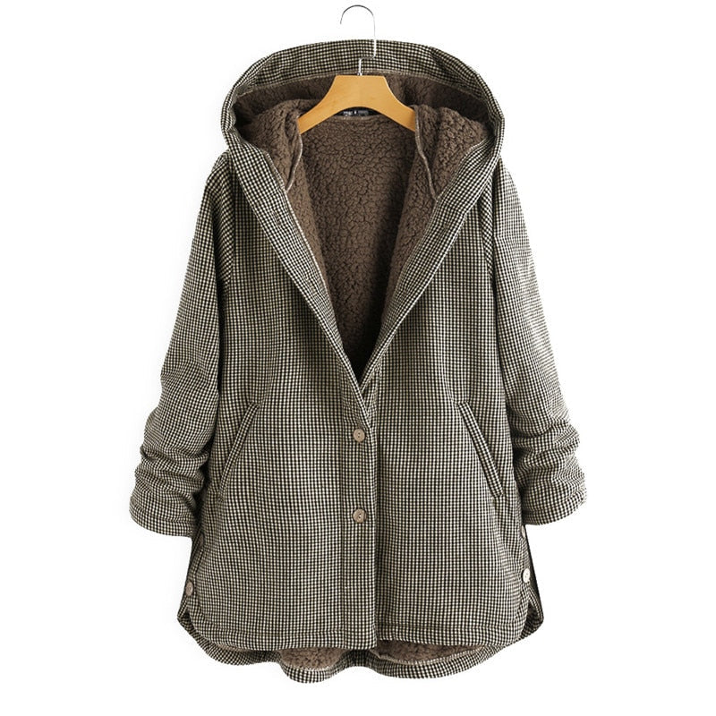 Street-wave Oversized Hooded Coat For Women With Plush Fleece Lining Cozy Warmth