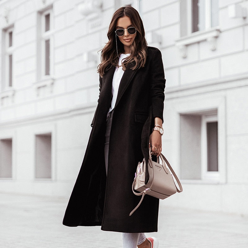 Streetwave Long Wool Coat For Women Luxurious Warmth Timeless Style Outerwear Cozy Fit