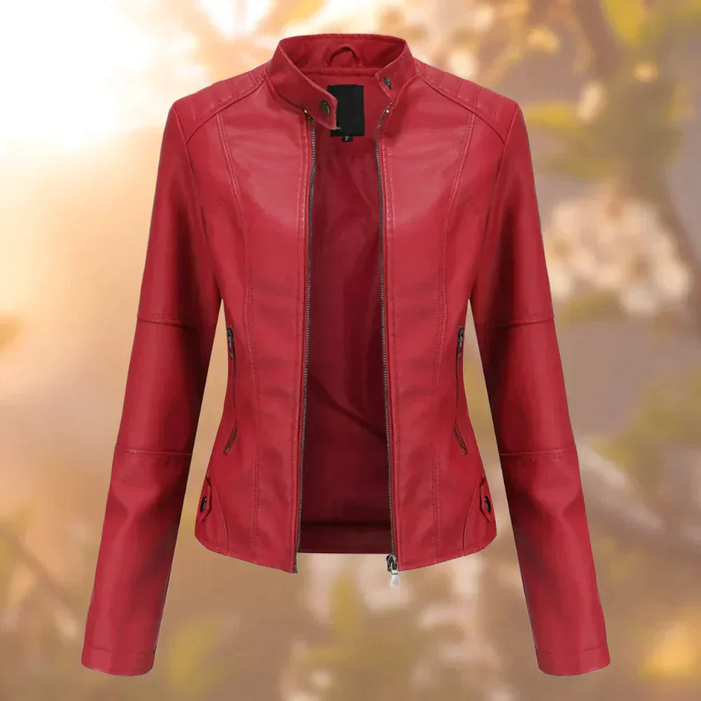 Street-wave Women's Slim-Fit Biker Jacket for Urban Style and Defined Silhouette