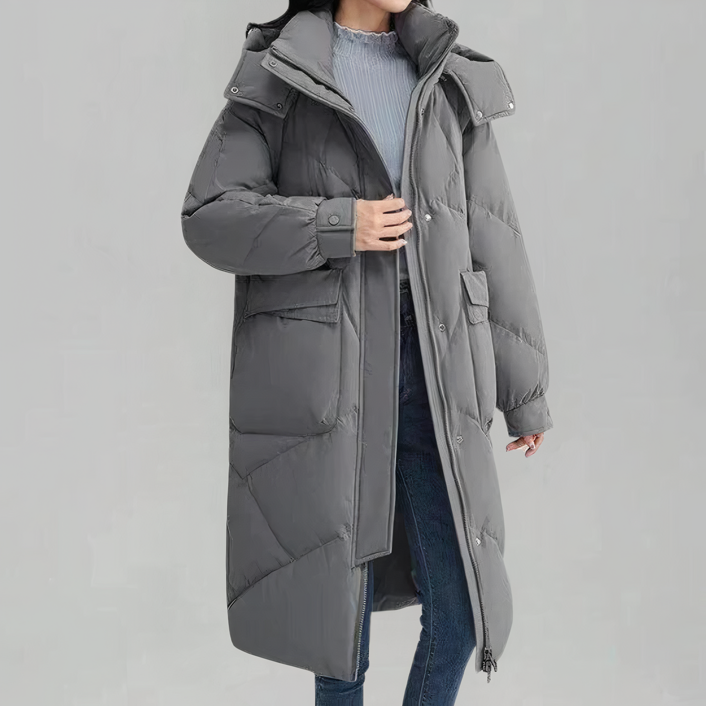 Street-Wave Long Down Coat For Women Cozy Warmth Premium Puffer With Large Pockets