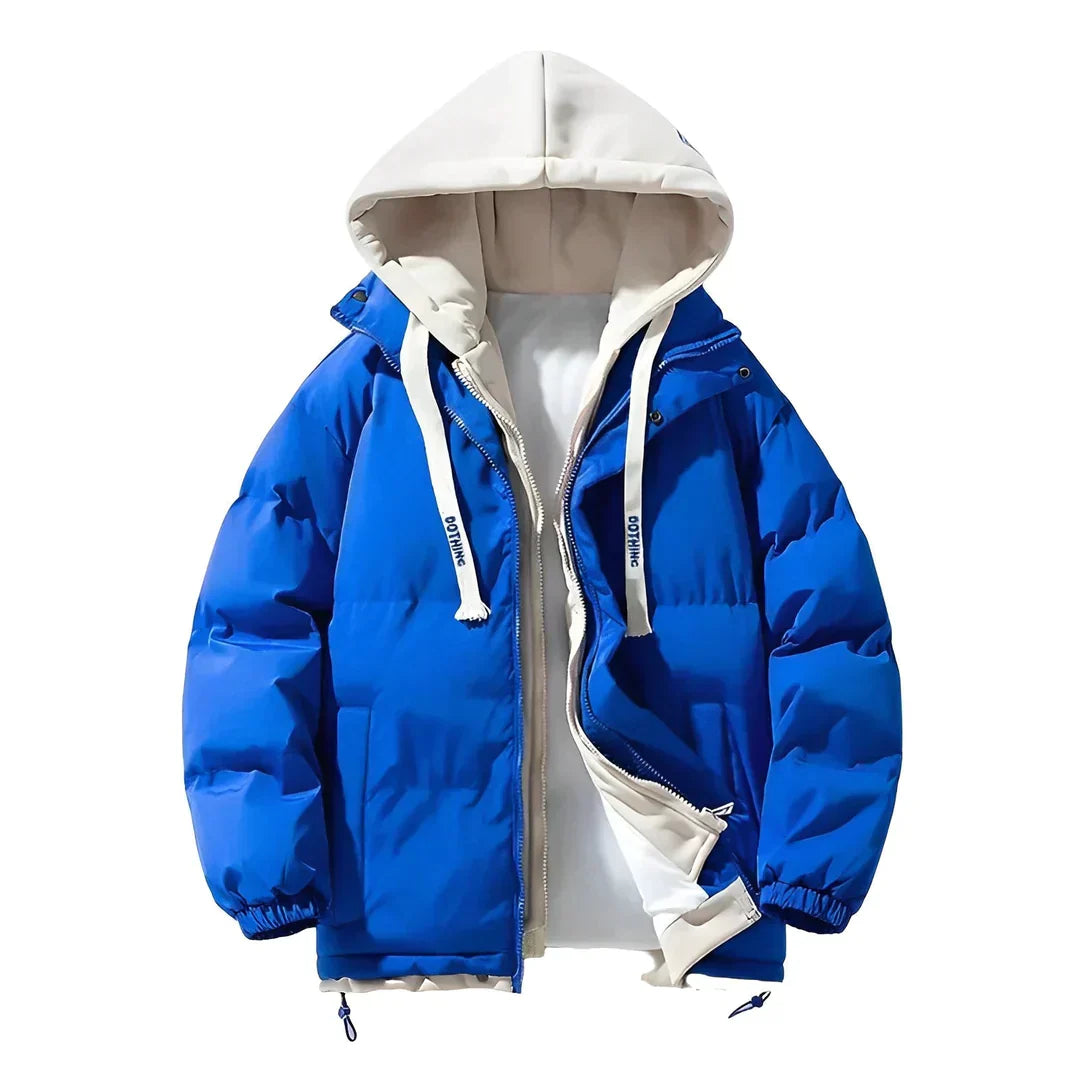 Street Wave Thick And Warm Puffer Jacket For Men With Hood Weatherproof Comfort Cozy