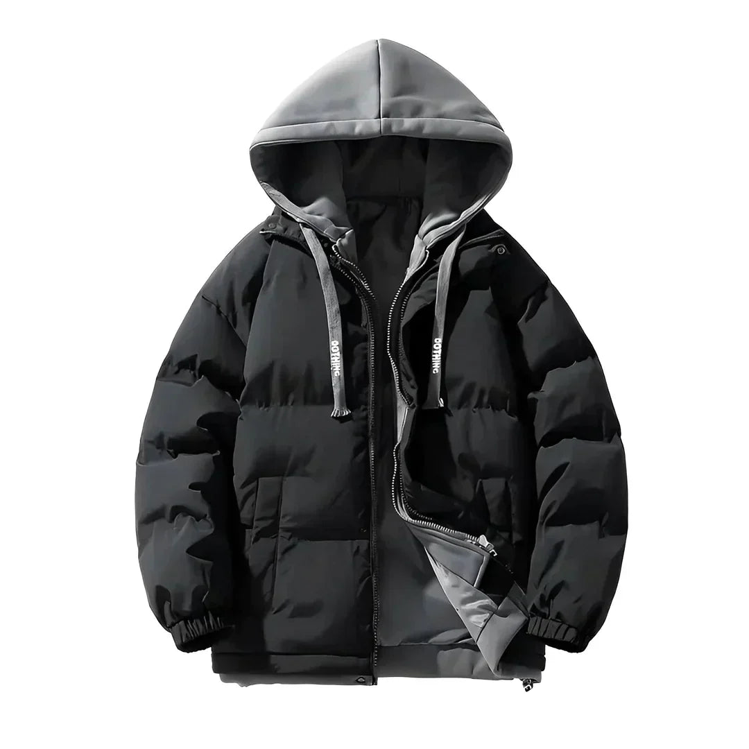 Street Wave Thick And Warm Puffer Jacket For Men With Hood Weatherproof Comfort Cozy