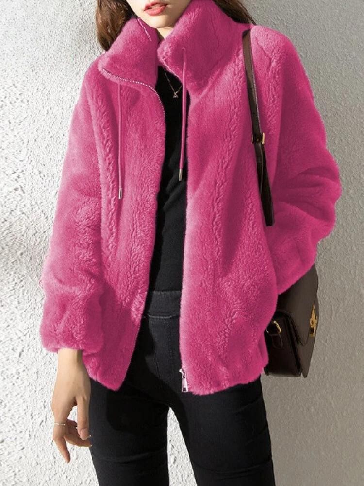 Street-wave Hedi Cozy Green Women's Winter Jacket Plush Fleece Lined For Modern Fashionistas