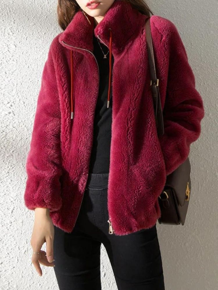 Street-wave Hedi Cozy Green Women's Winter Jacket Plush Fleece Lined For Modern Fashionistas