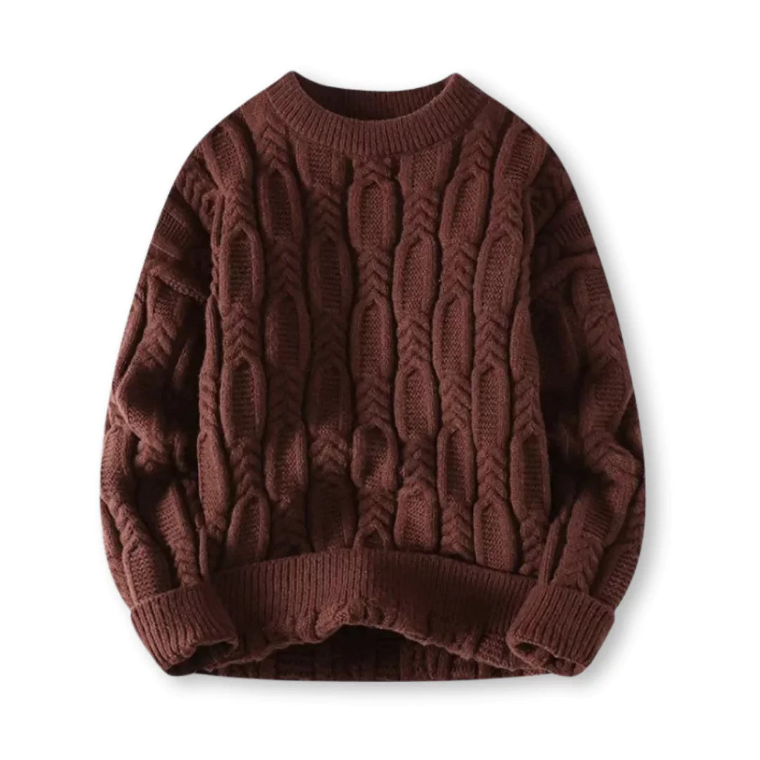 Street-wave Men's Cable Knit Sweater, Classic Warmth and Timeless Elegance for Everyday Wear