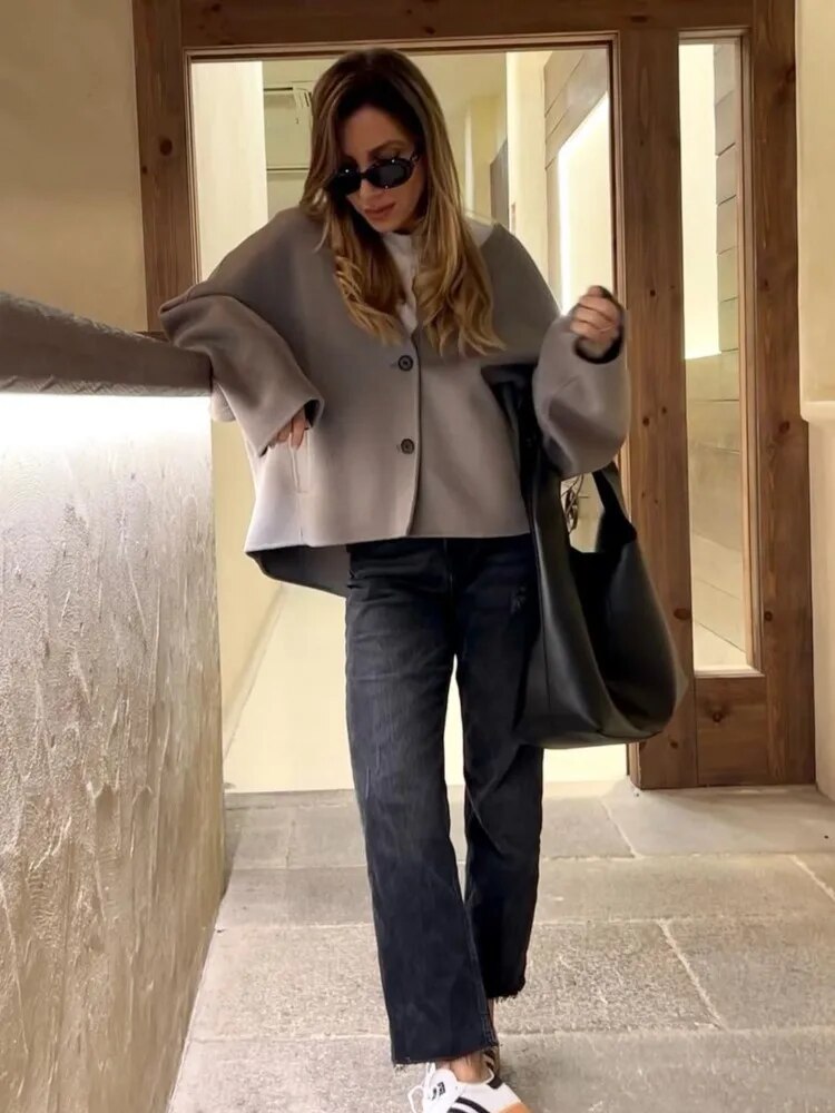 Streetwave Wool Blend Jacket For Women Versatile Timeless Chic Everyday Comfort Wardrobe Essential