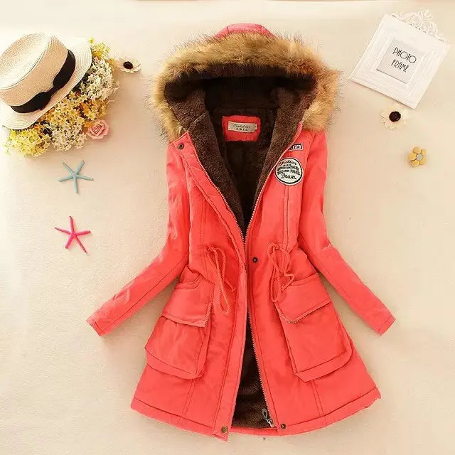 Street-wave Women's Insulated Puffer Jacket With Adjustable Waist And Fur Hood For Winter
