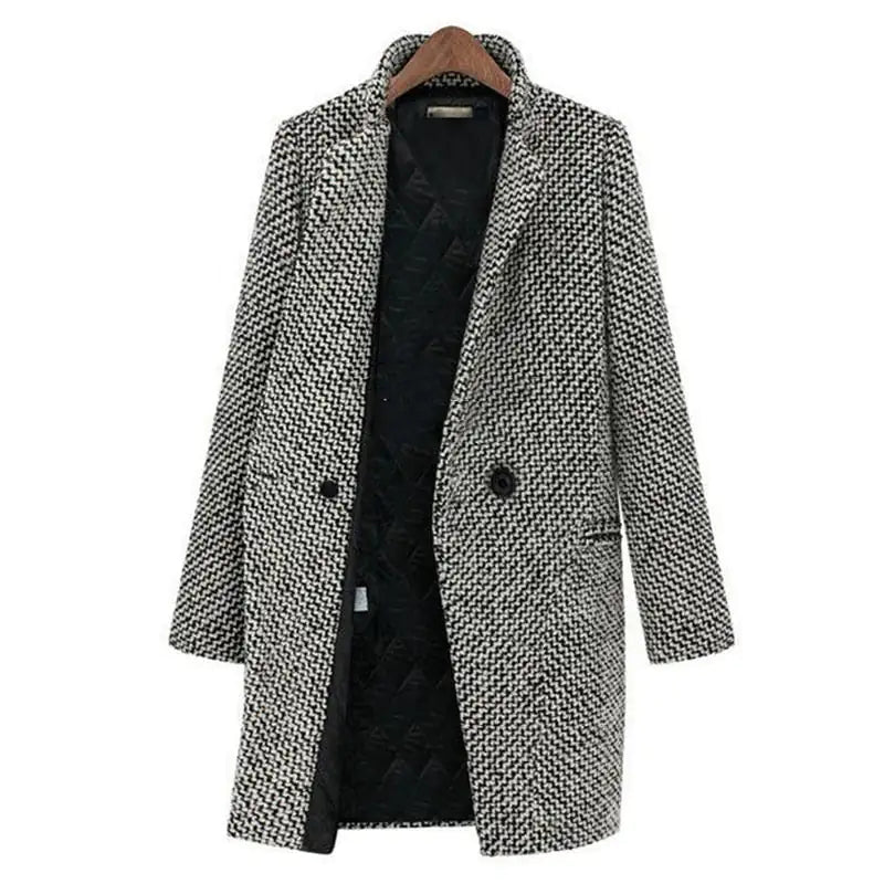 Street-wave Wool Blend Women's Winter Coat Warm Elegant Tweed Style for Modern Women