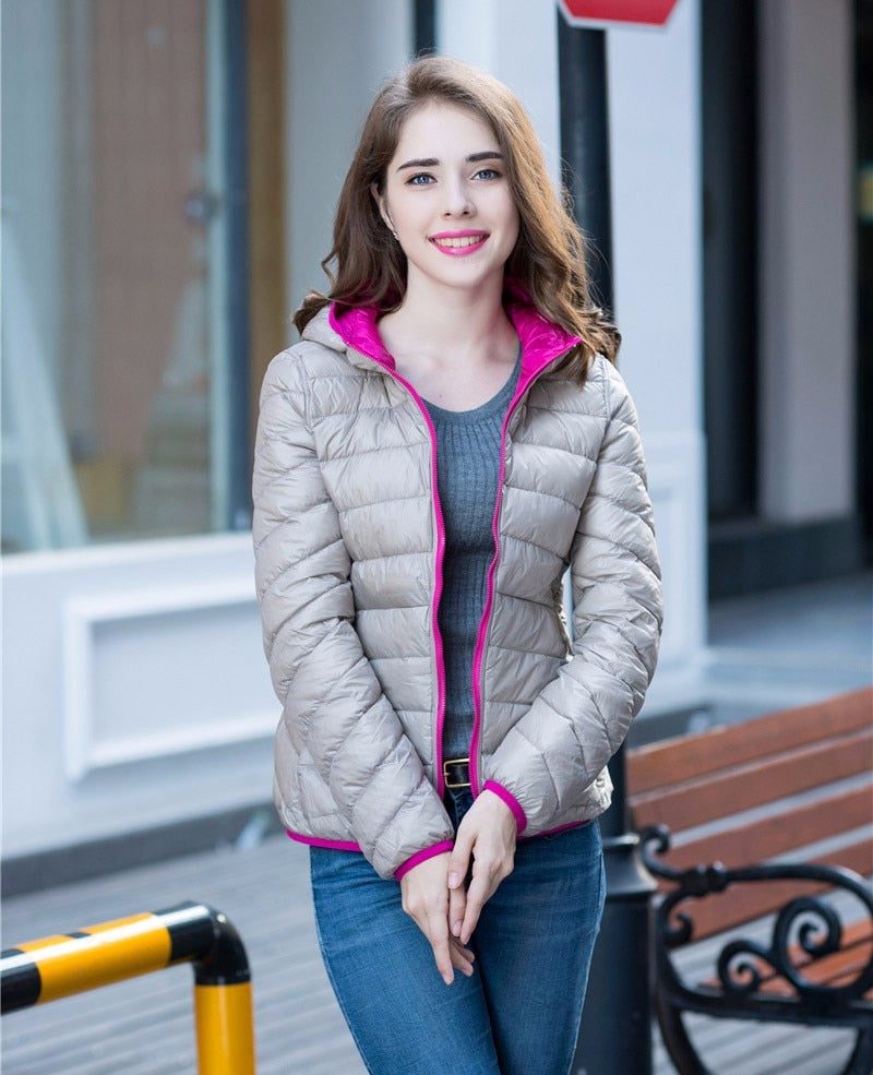 Street Wave Reversible Down Jacket For Women Warmth And Comfort With Stylish Dual Look