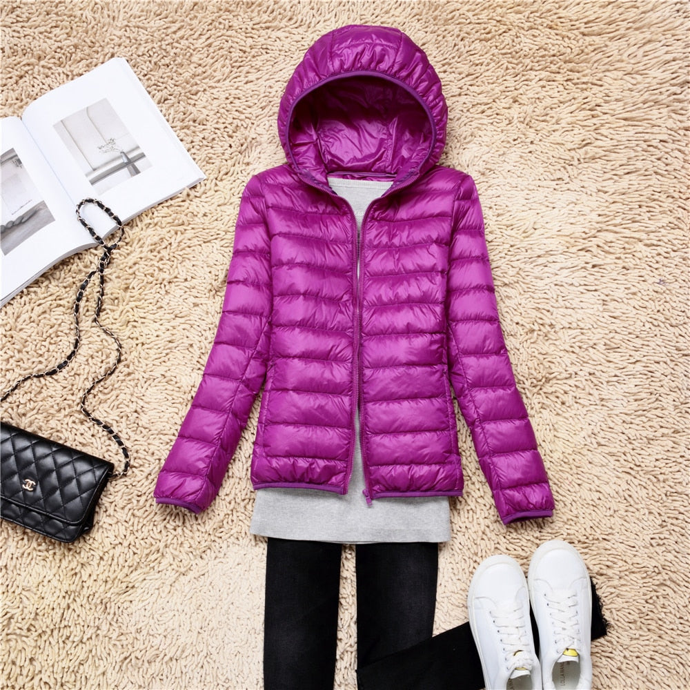 Street Wave Womens Hooded Warm Puffer Jacket Insulated Lightweight Winter Coat For Women