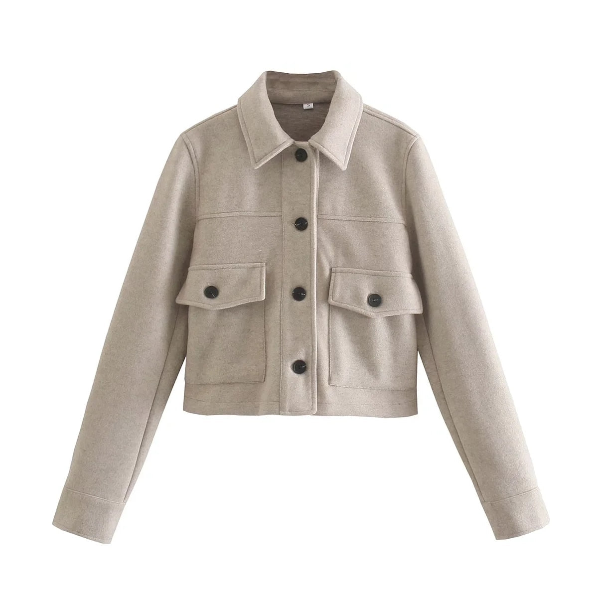 Street-Wave Vintage Jacket For Women, Cozy Wool-Blend With Button Front And Pockets