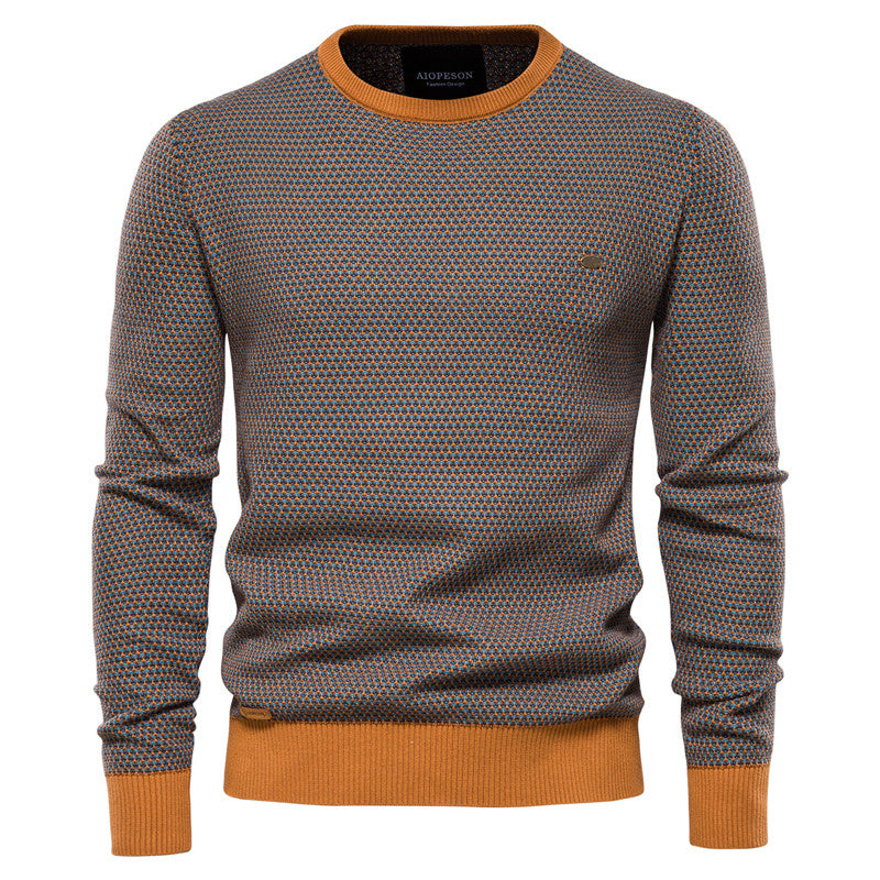 Street-wave Mens Crew Neck Knit Sweater With Durable Outer Fabric For Cold Weather Warmth And Comfort