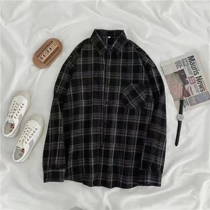 Street-Wave Plaid Overshirt Cotton Blend Timeless Casual Shacket For Men And Women