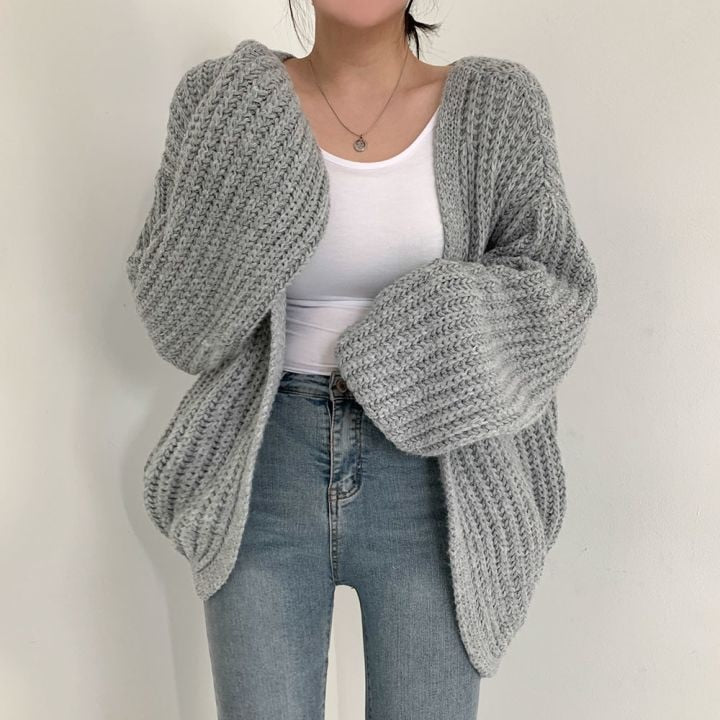 Street Wave Chunky Knit Cardigan for Women, Effortless Chic Cozy Layering for Everyday