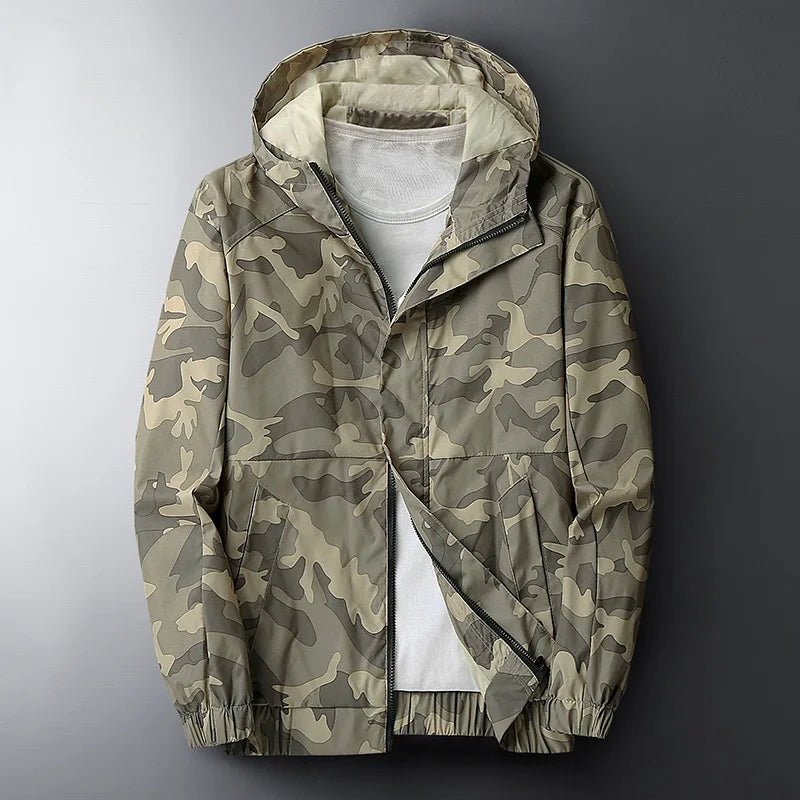 Mens Camouflage Viper Tactical Windbreaker Hooded Water Resistant Lightweight Jacket Street-Wave