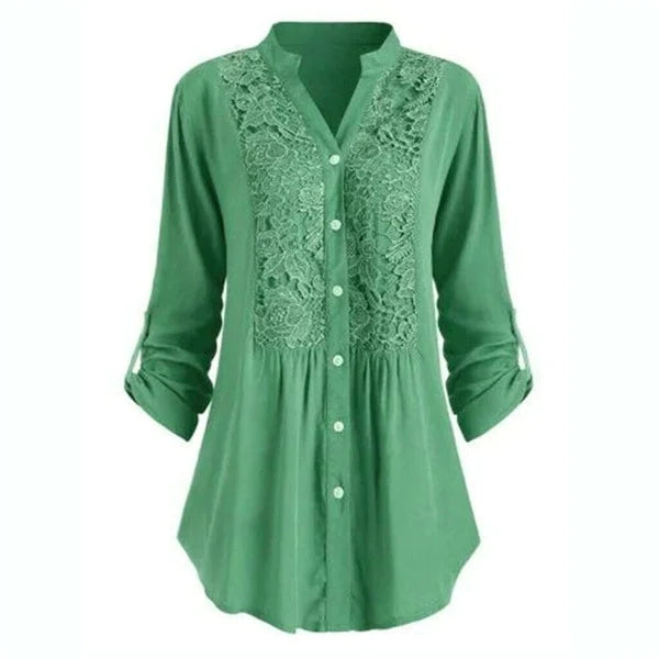 Lace Detail Long Blouse For Women Street Wave Effortless Elegance