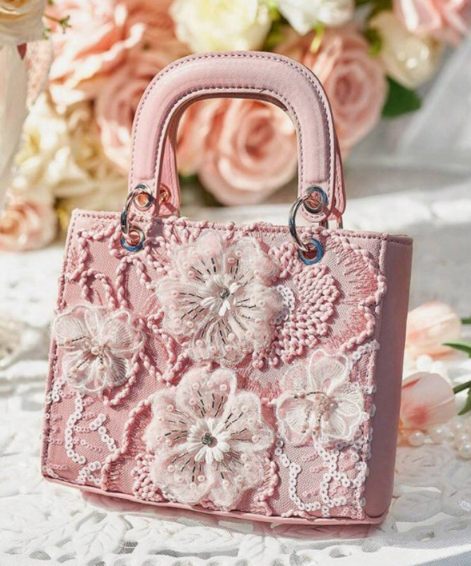 Mini sac en similicuir brodé de fleurs roses fait main - Street-Wave