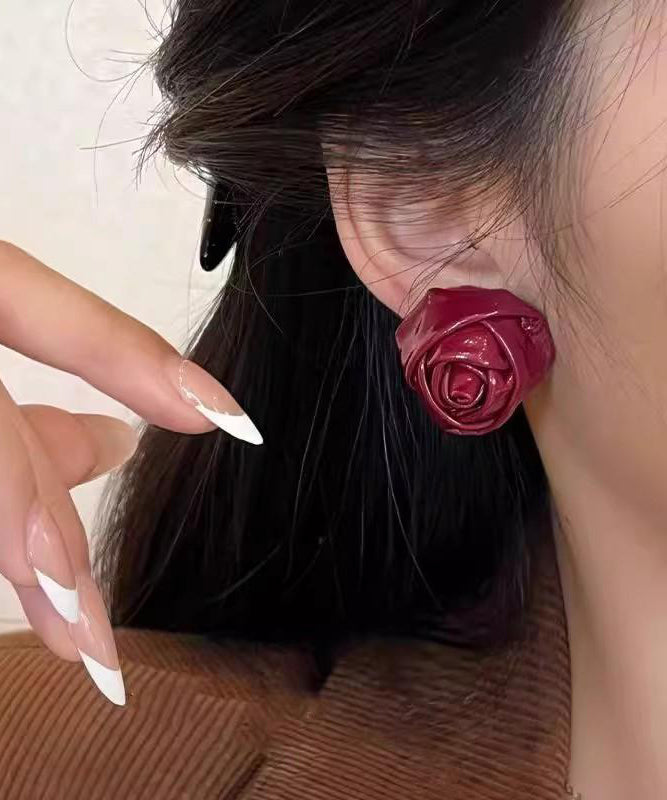 Boucles d'oreilles à tige en PU rouge faites à la main - Street-Wave