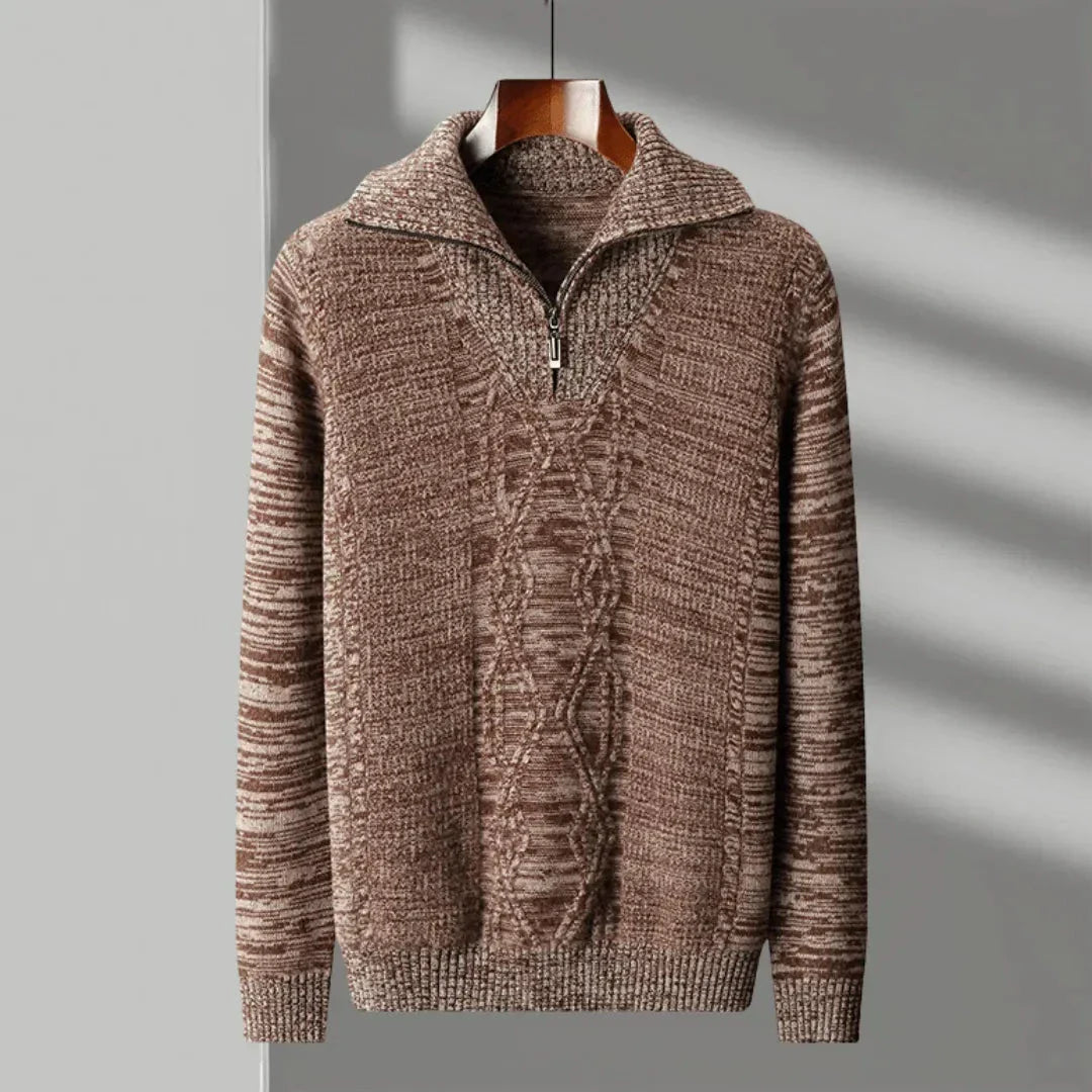 Merino Wool Half Zip Cable Knit Sweater Waylynn Unisex