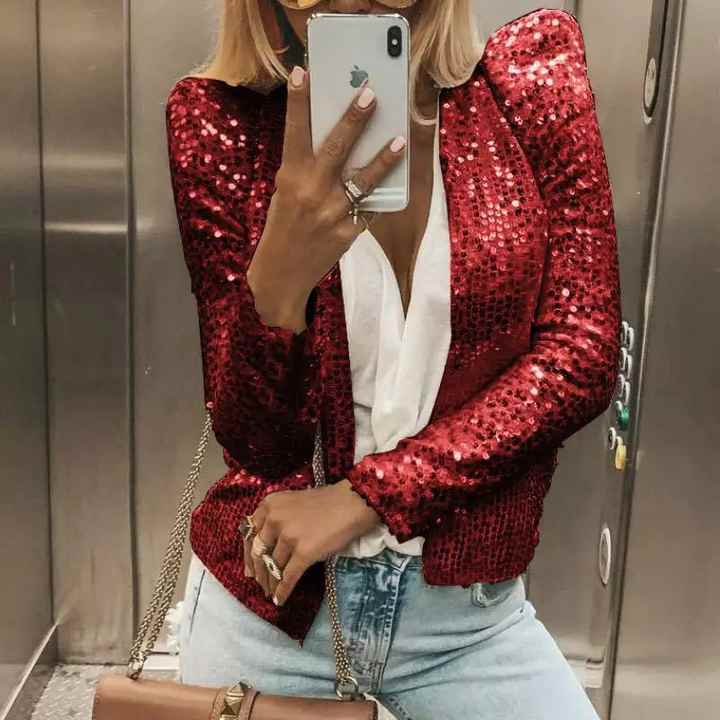 Street-wave Sequin Glamour Blazer for Women, Festive Shine, Elegant Evening Outerwear