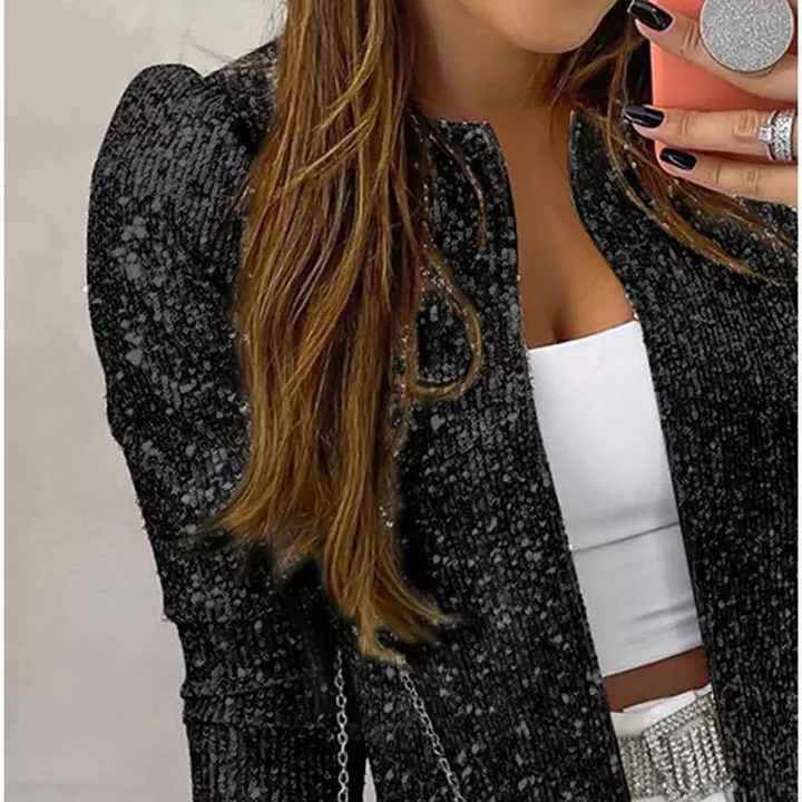 Street-wave Sequin Glamour Blazer for Women, Festive Shine, Elegant Evening Outerwear