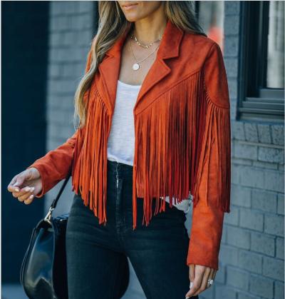Street-Wave Fringe Suede Jacket For Women With Long Fringes Trendy Western Style