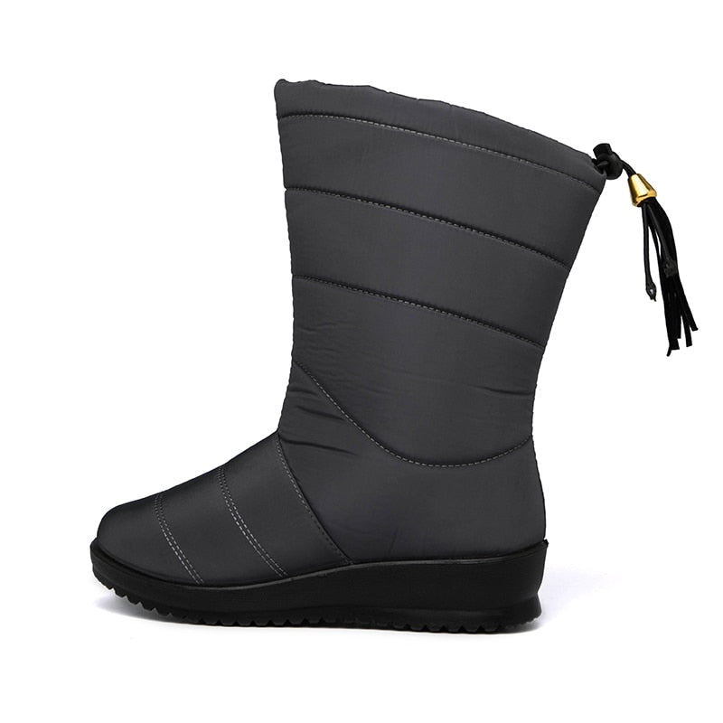 Street Wave Waterproof Ultralight Faux Fur Lined Tassel Snow Boots For Women Warm Winter Comfort