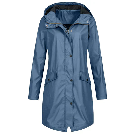Street-wave Waterproof Hooded Raincoat for Women Durable Lightweight Rain Jacket with Adjustable Hood