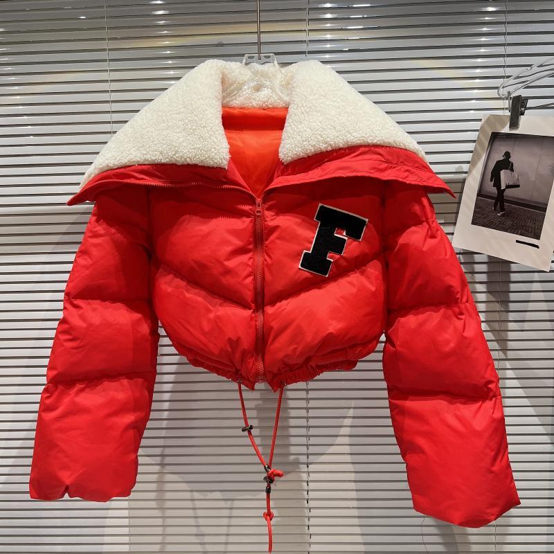 Street-wave Cropped Puffer Parka For Women Lightweight Warmth With Drawstring Waist Soft Quilted Coat