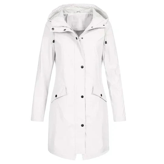 Street-wave Waterproof Hooded Raincoat for Women Durable Lightweight Rain Jacket with Adjustable Hood
