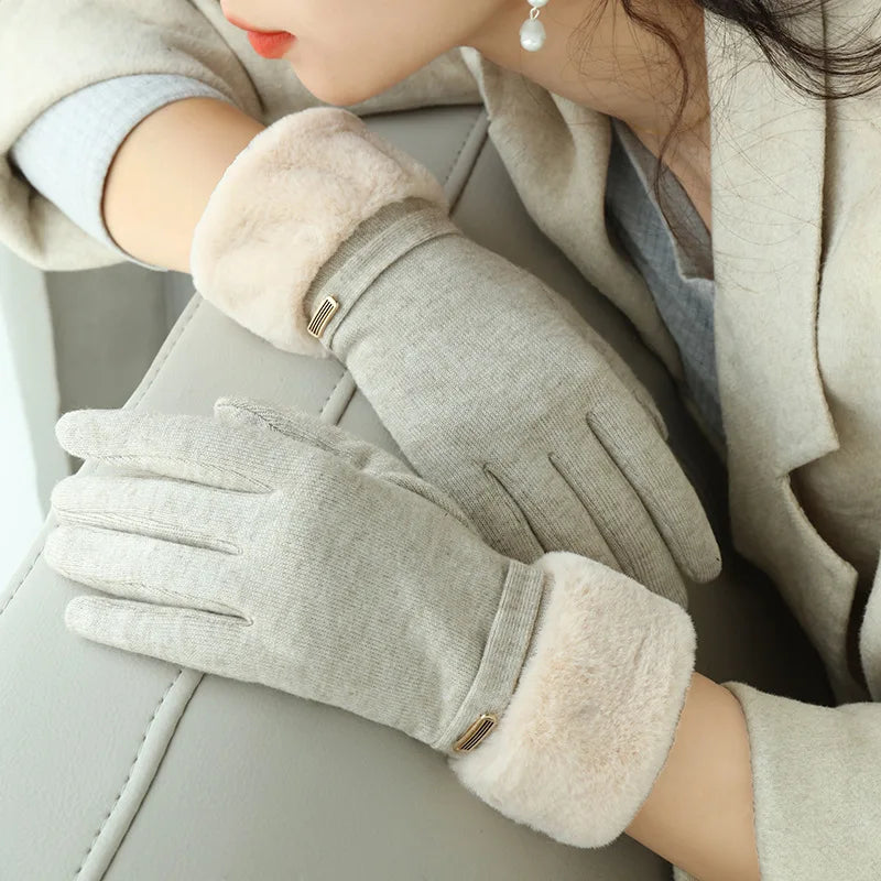 Harper Fitted Gloves | Fur Trim Strap Detail Gloves